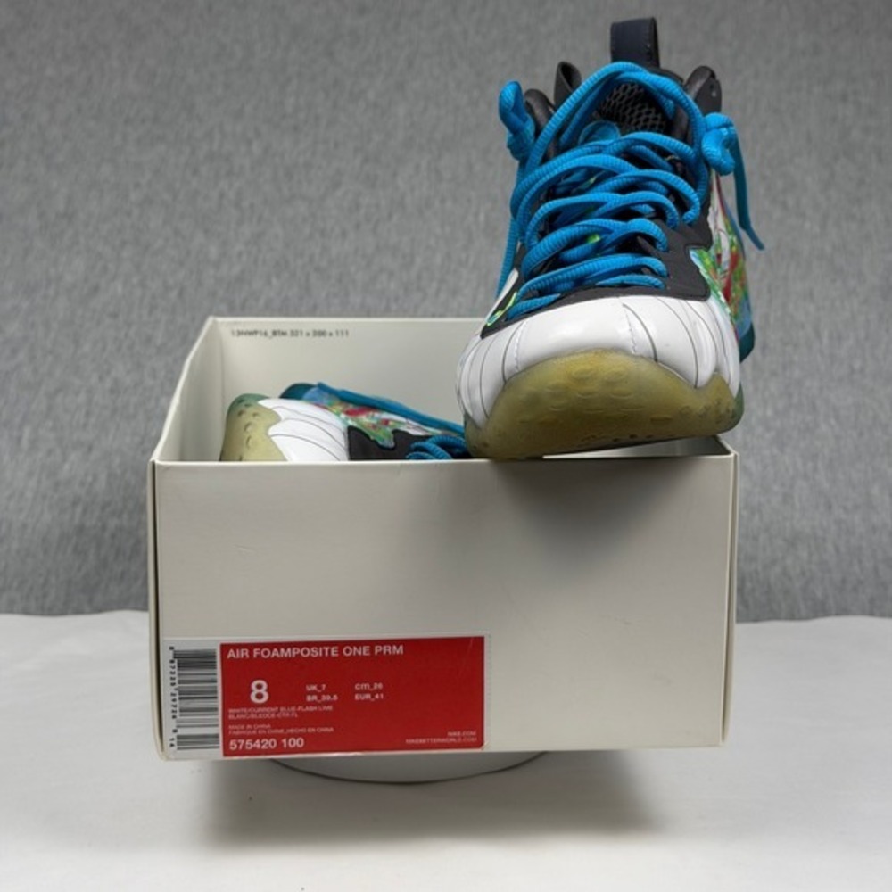 Nike Air Foamposite One Weatherman White Blue Multi 575420-100 Mens Size 8 - Picture 9 of 12